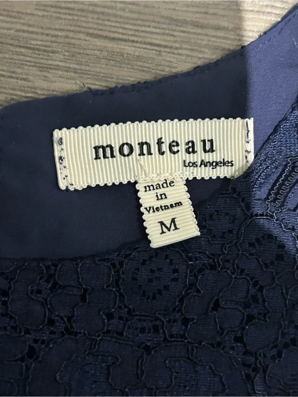 Monteau Navy Lace Overlay Layered Tank Top - Picture 2 of 4